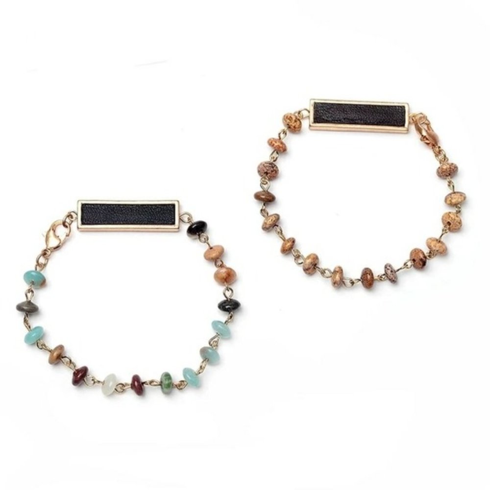 Jasper Bracelet with Leather Center